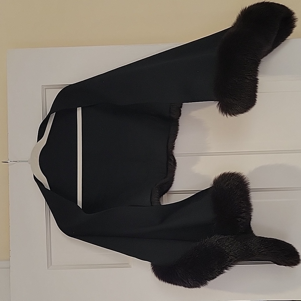 Black Wrap with Faux Fur Trim